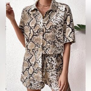 SHEIN Snake Print Shirt and Shorts Set